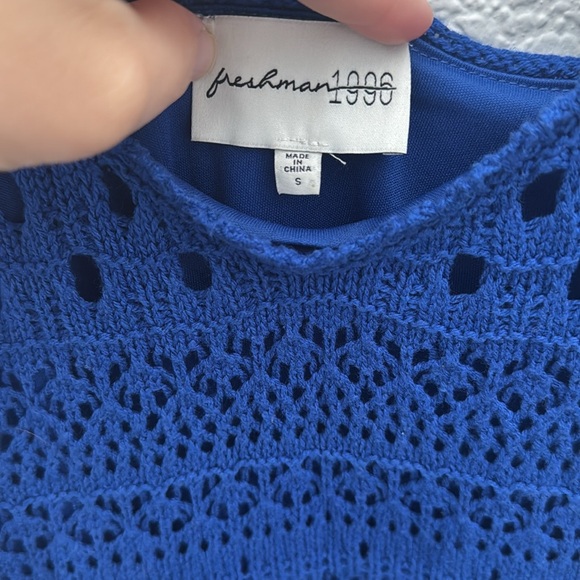 Freshman 1996 Blue Crochet Knit Midi Dress Size S - Picture 3 of 5